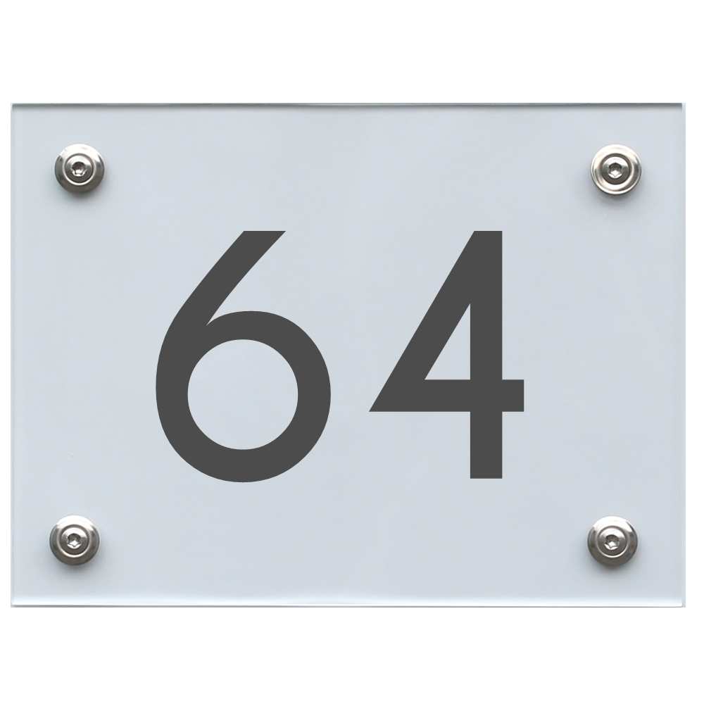 Hausnummernschild 64 dunkelgrau