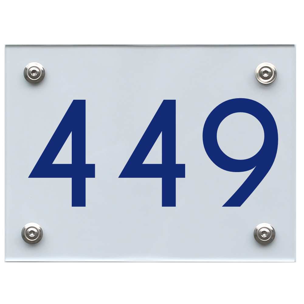Hausnummernschild 449 blau