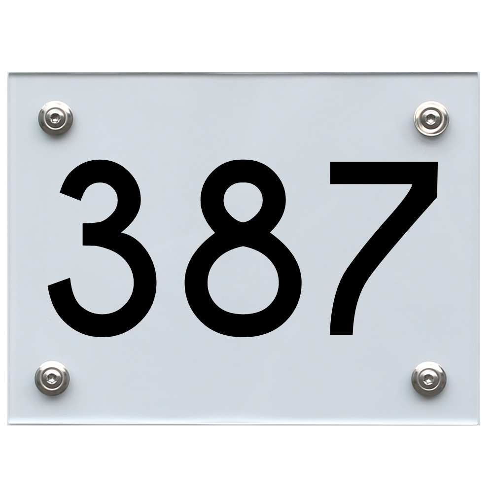 Hausnummernschild 387 schwarz