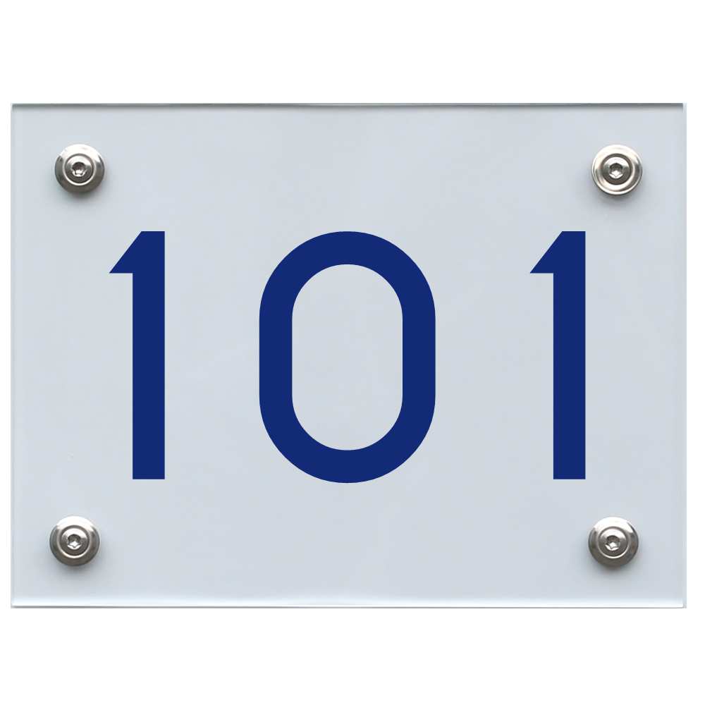 Hausnummernschild 101 blau