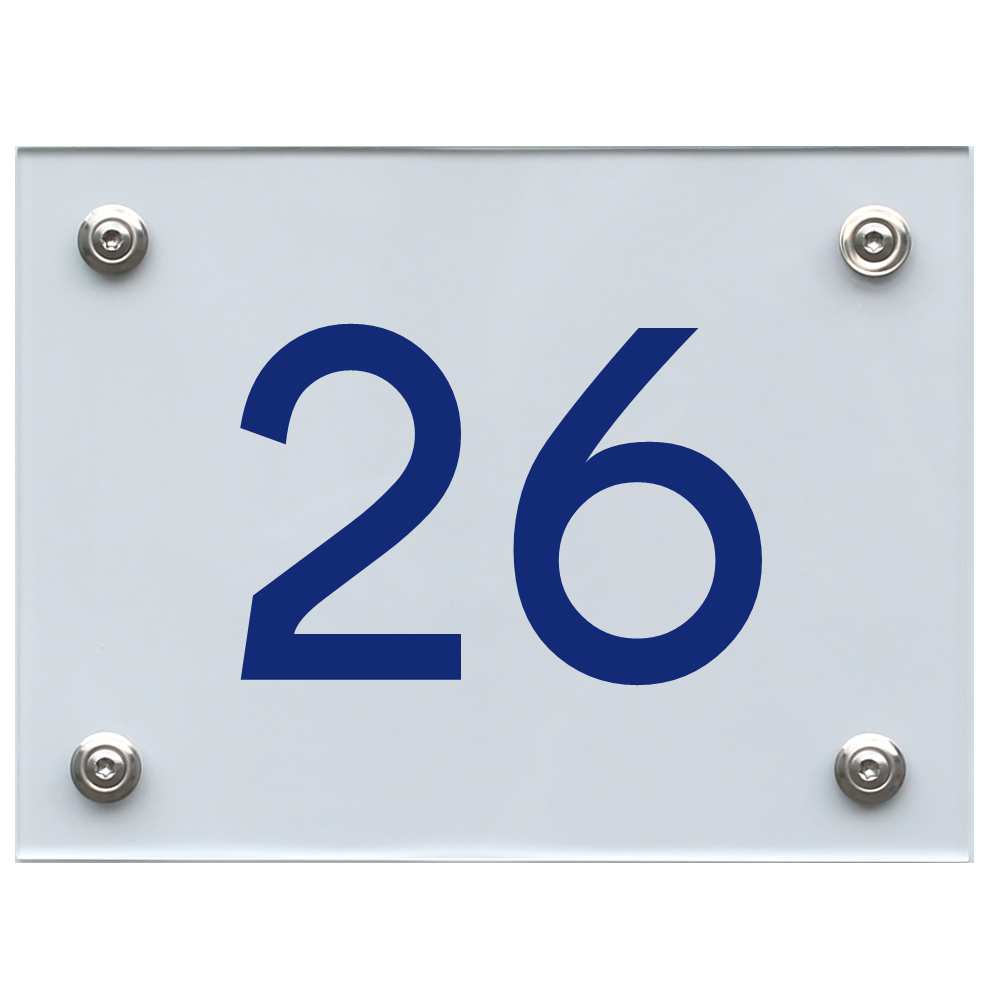 Hausnummernschild 26 blau