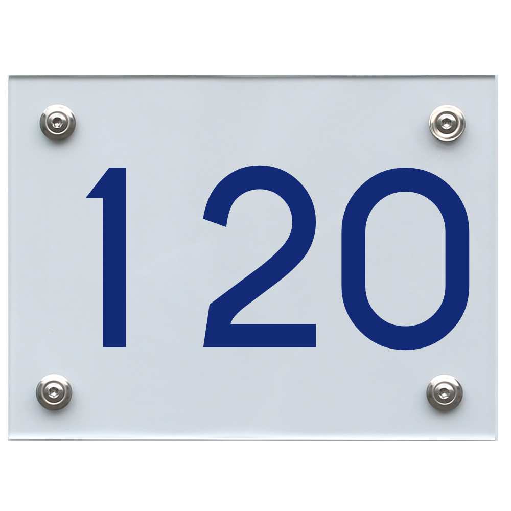 Hausnummernschild 120 blau