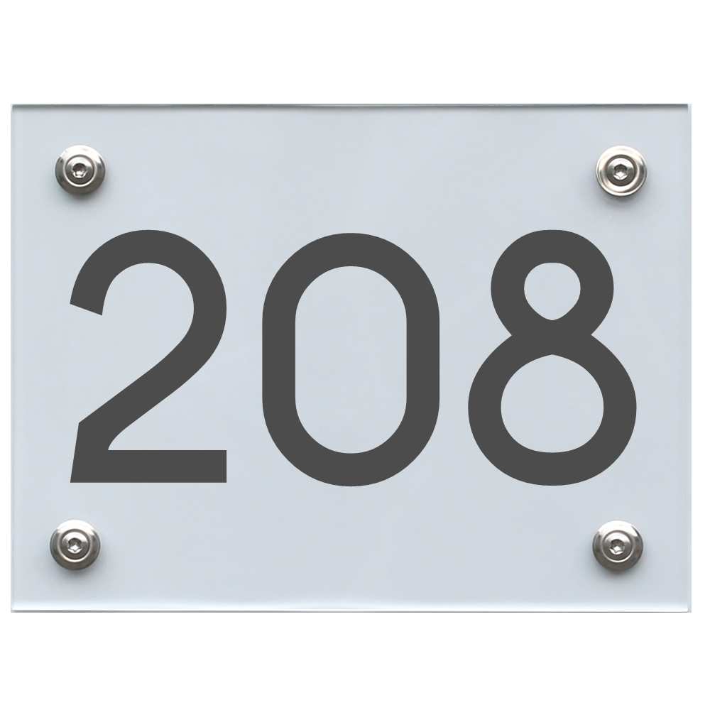 Hausnummernschild 208 dunkelgrau
