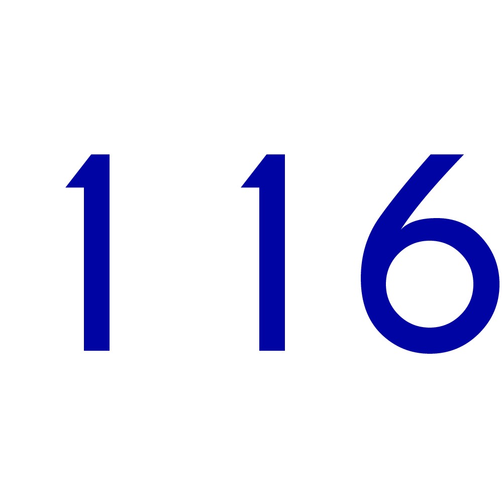 Hausnummer Aufkleber 116 blau