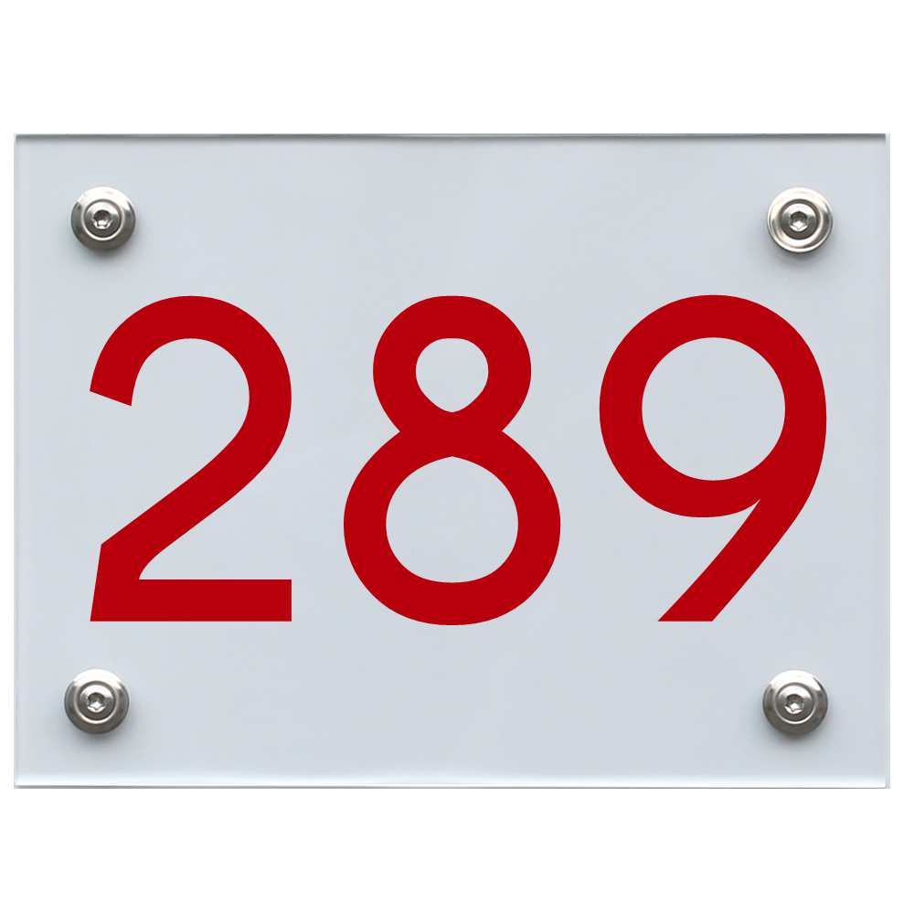 Hausnummernschild 289 rot