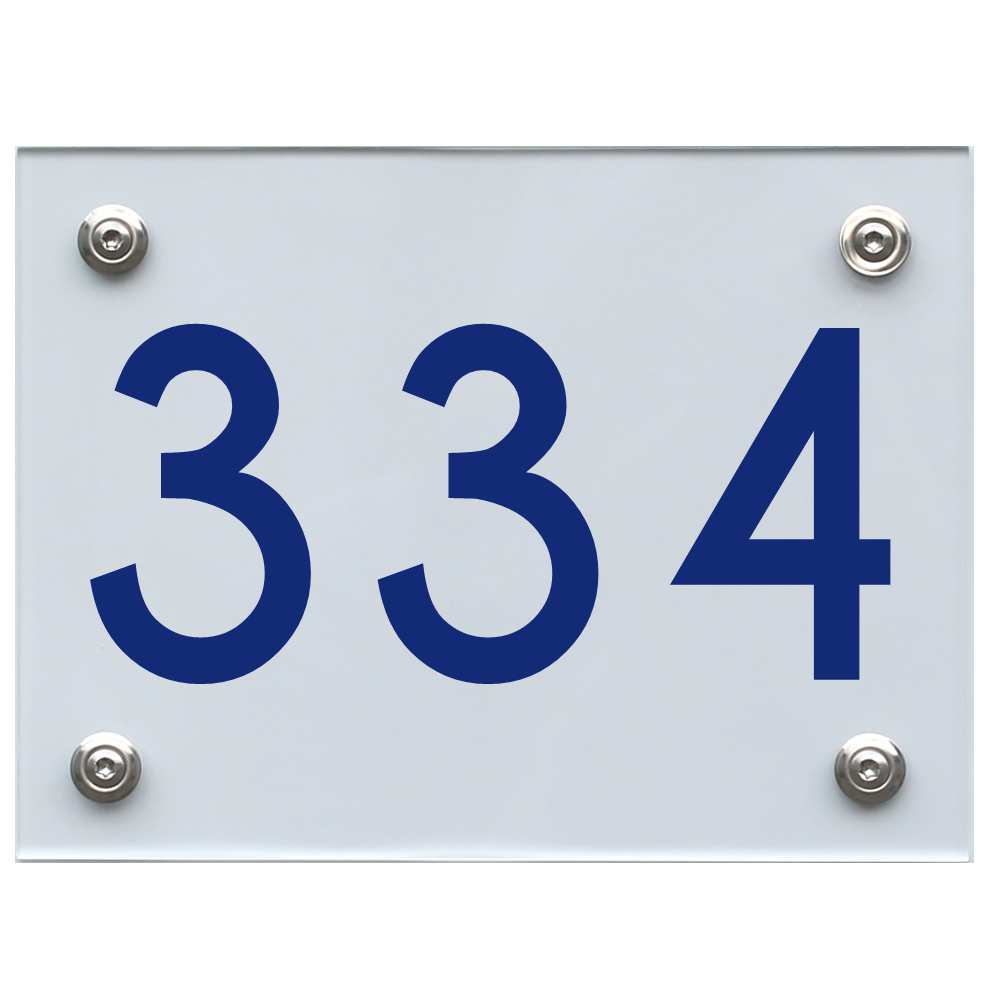 Hausnummernschild 334 blau