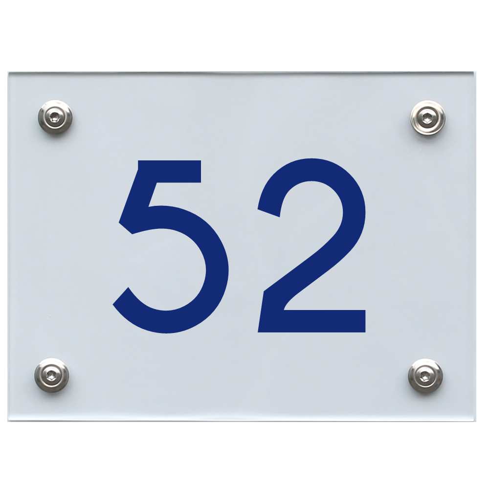 Hausnummernschild 52 blau