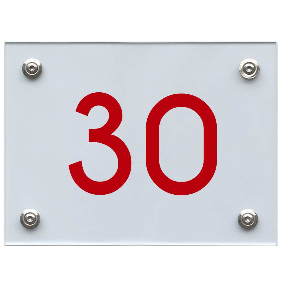 Hausnummernschild 30 rot