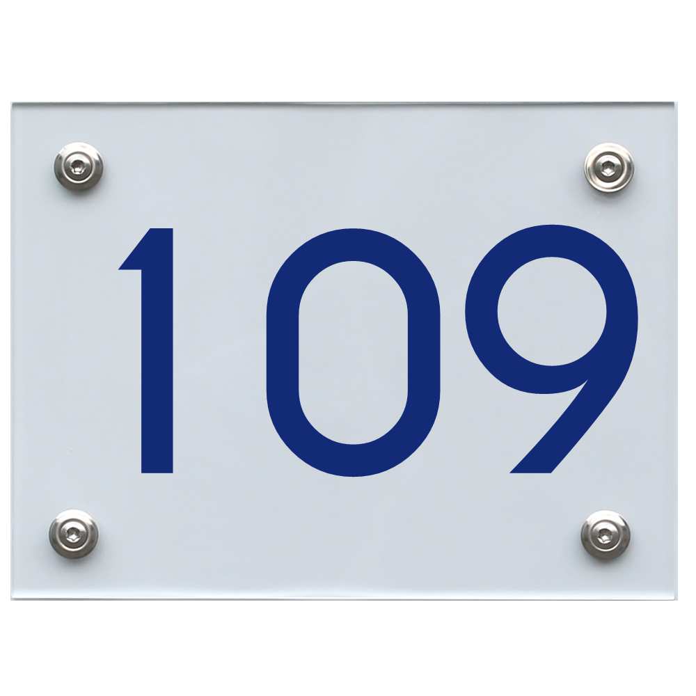 Hausnummernschild 109 blau