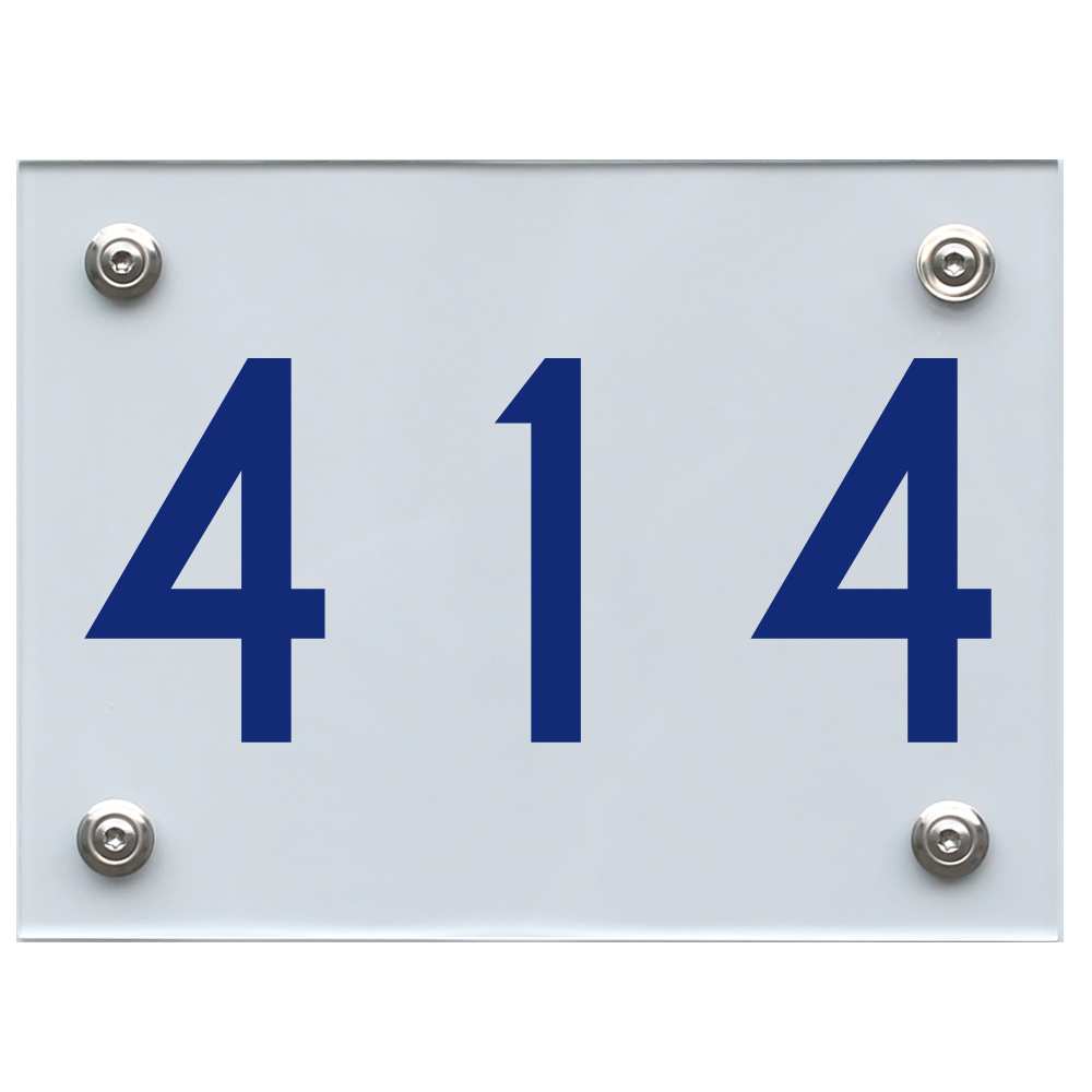 Hausnummernschild 414 blau