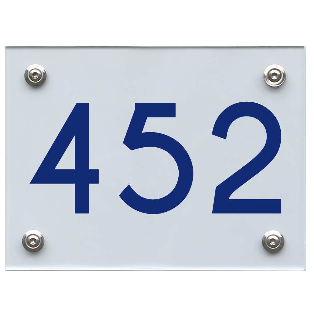 Hausnummernschild 452 blau