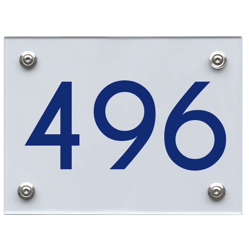 Hausnummernschild 496 blau