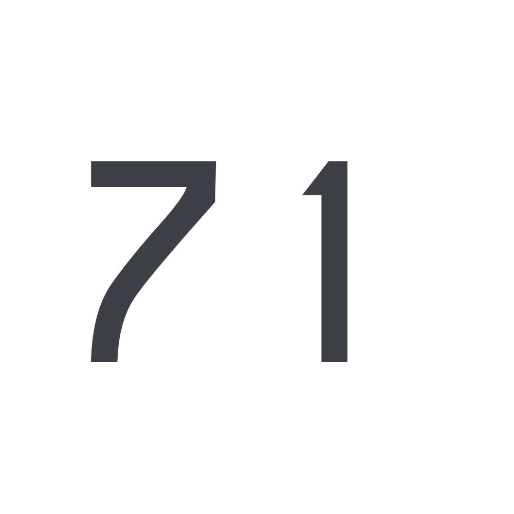 Hausnummer Aufkleber 71 dunkelgrau