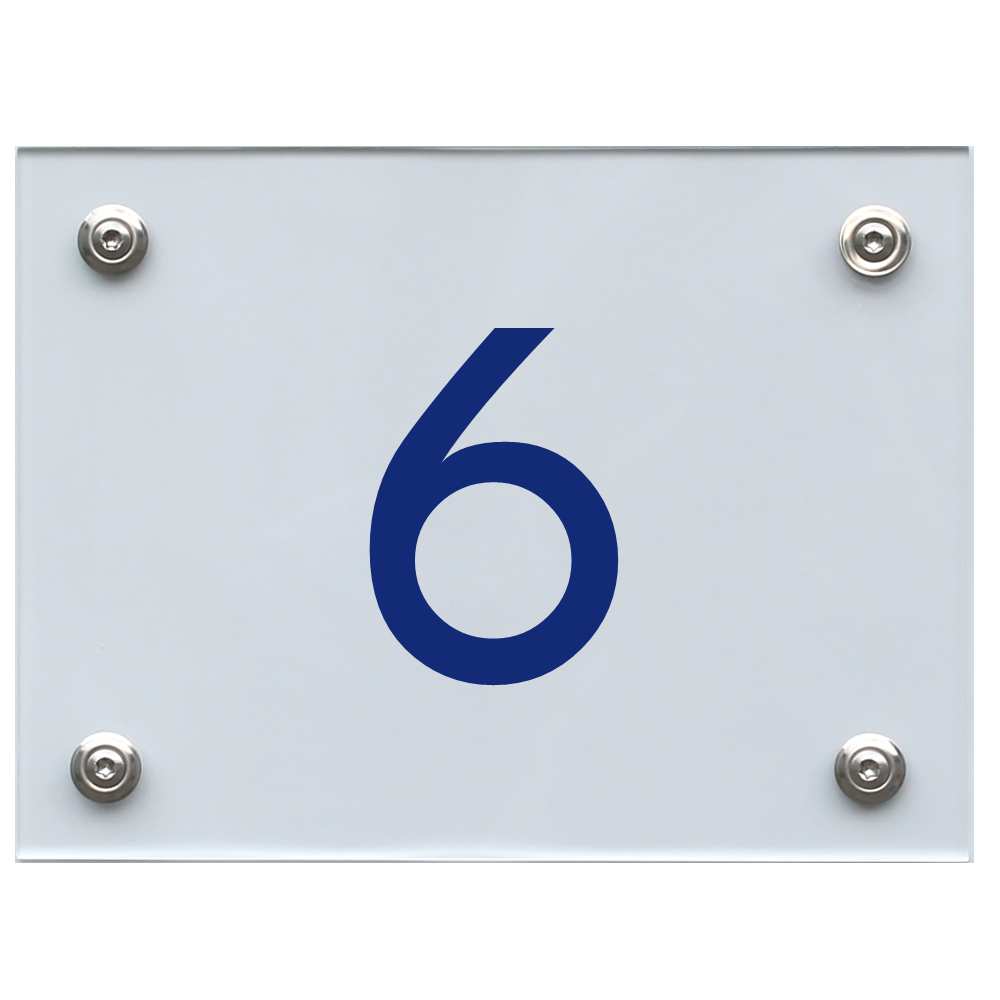 Hausnummernschild 6 blau