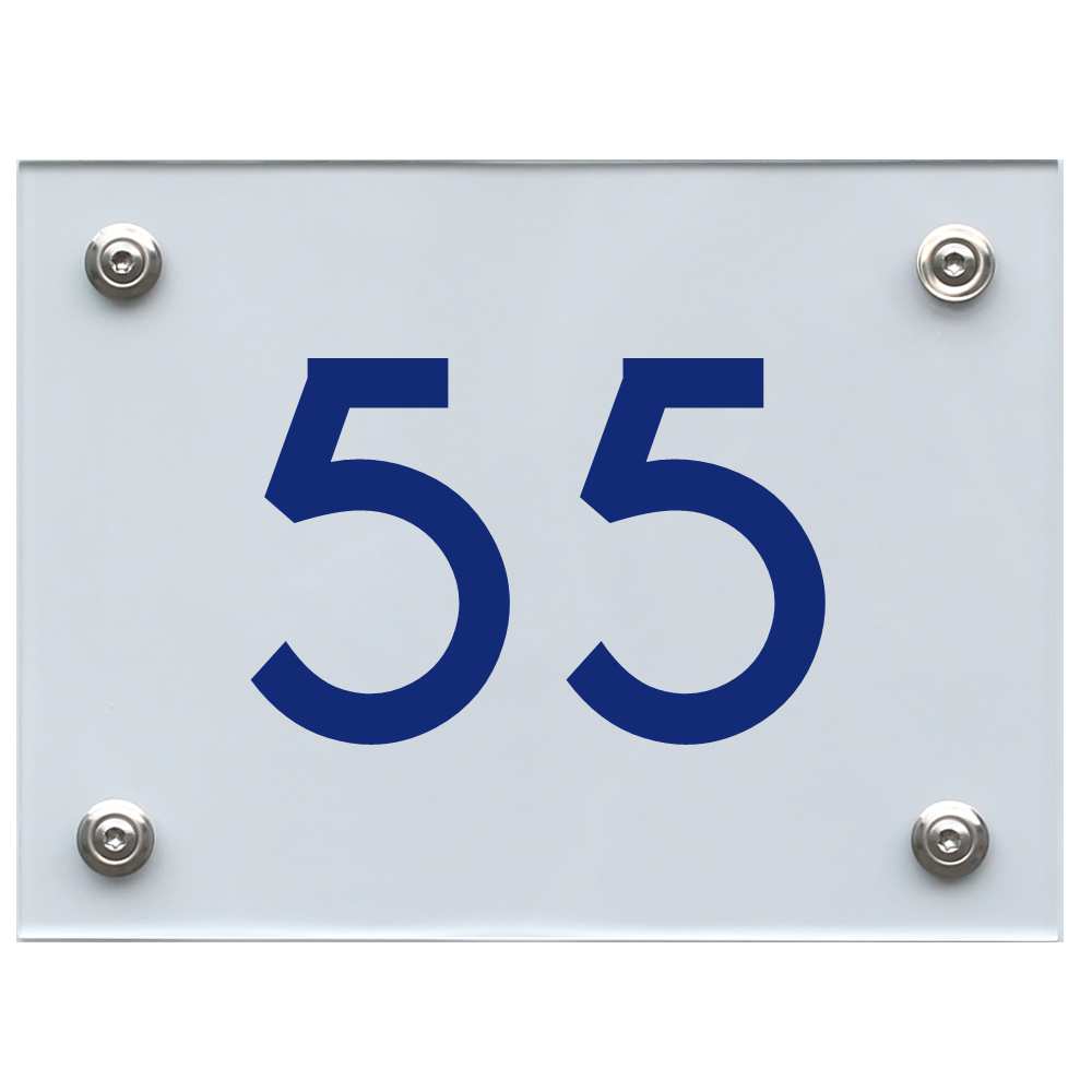 Hausnummernschild 55 blau
