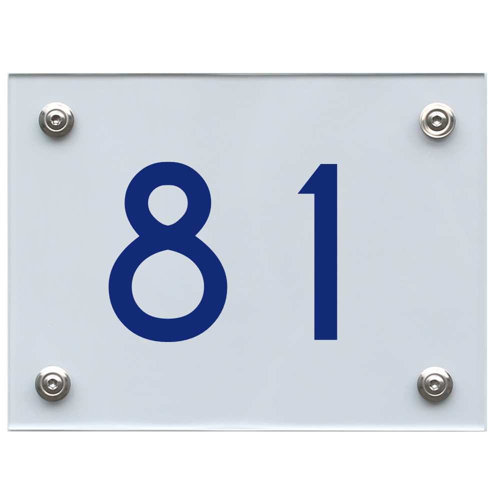 Hausnummernschild 81 blau
