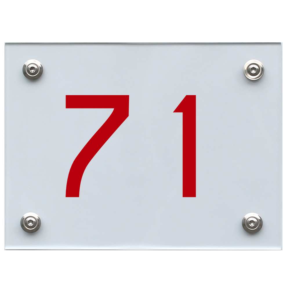 Hausnummernschild 71 rot