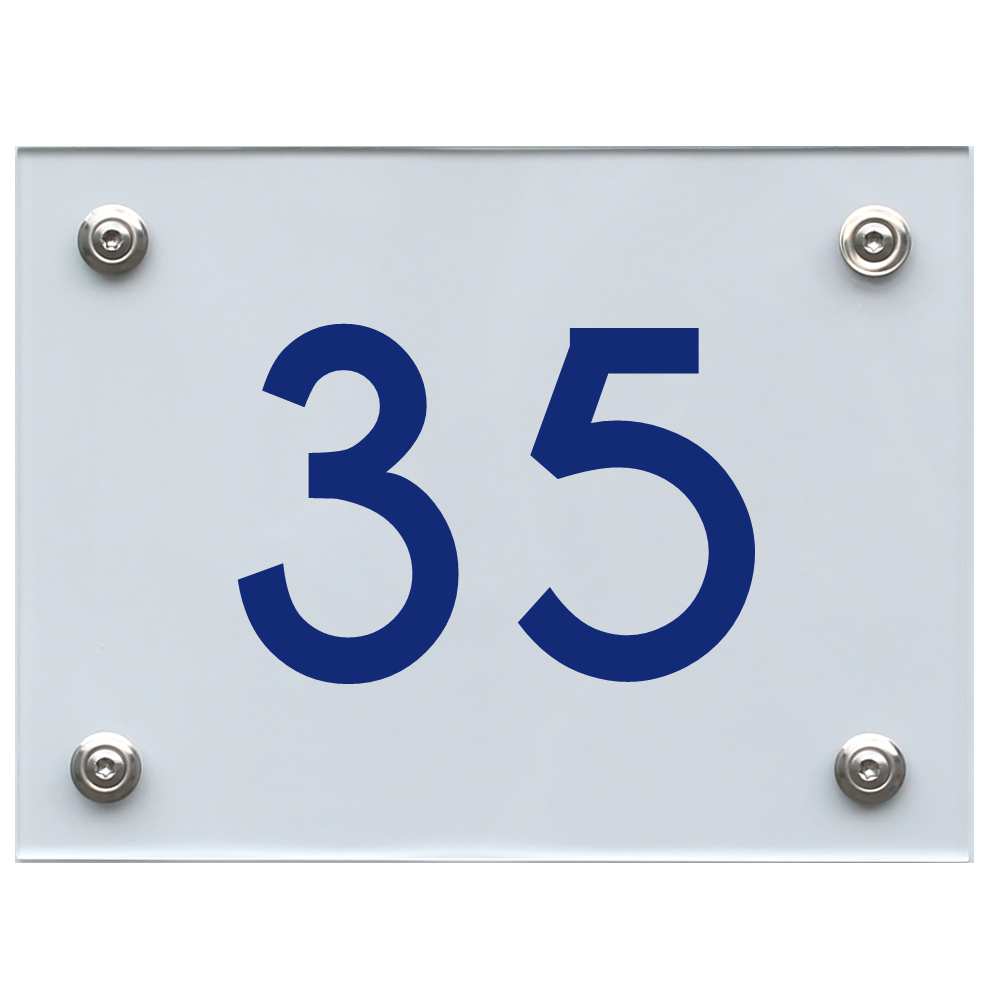 Hausnummernschild 35 blau
