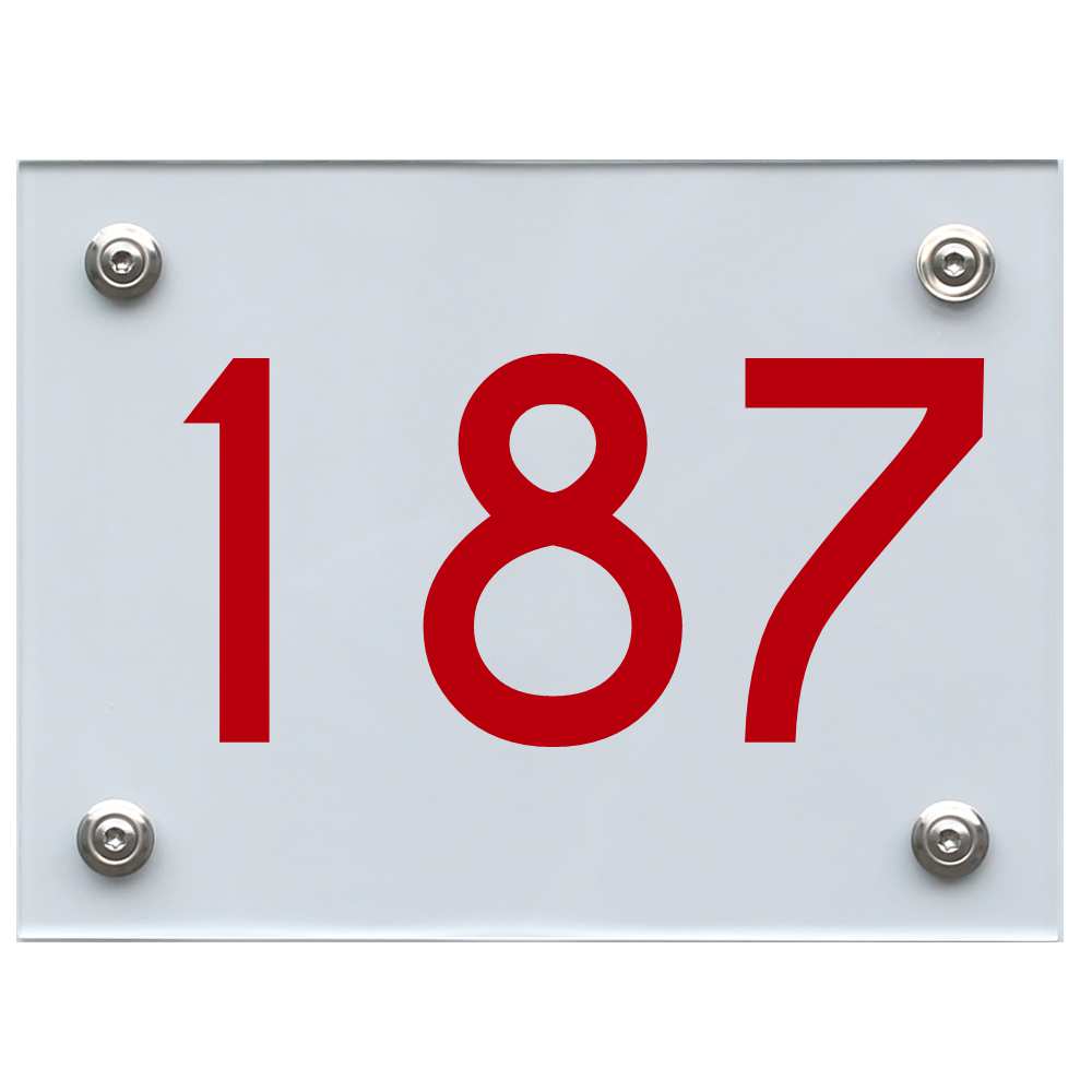 Hausnummernschild 187 rot