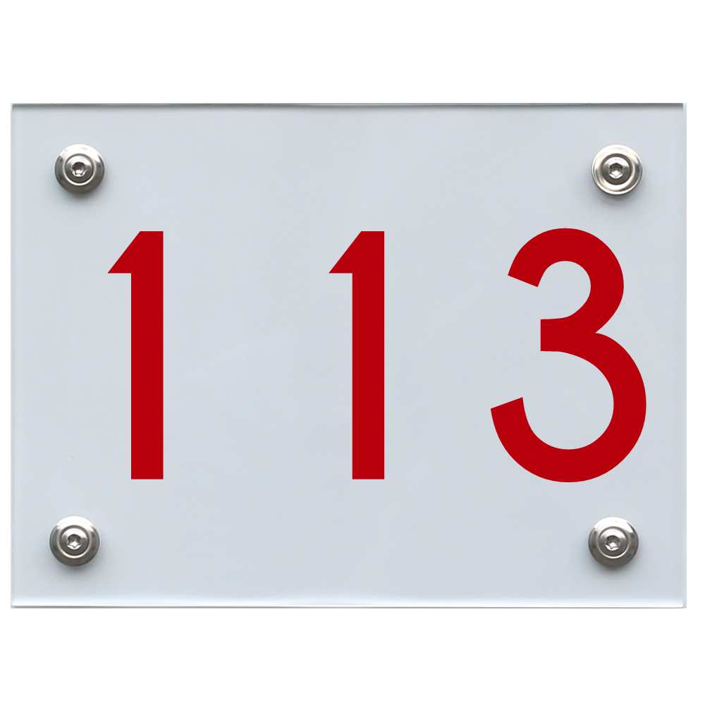 Hausnummernschild 113 rot