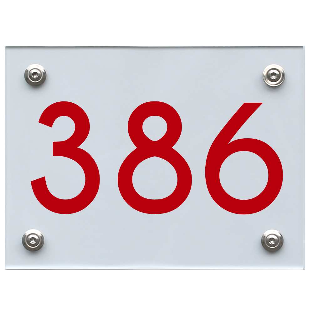 Hausnummernschild 386 rot