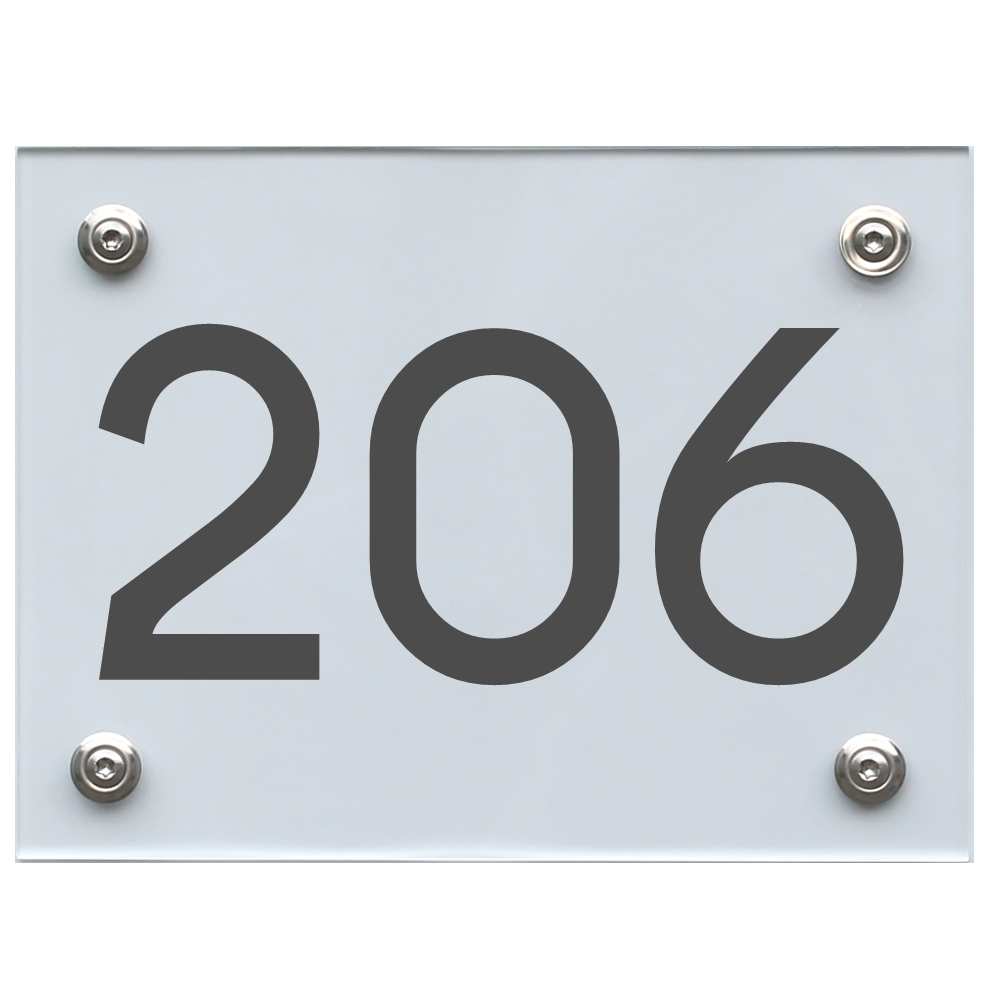 Hausnummernschild 206 dunkelgrau