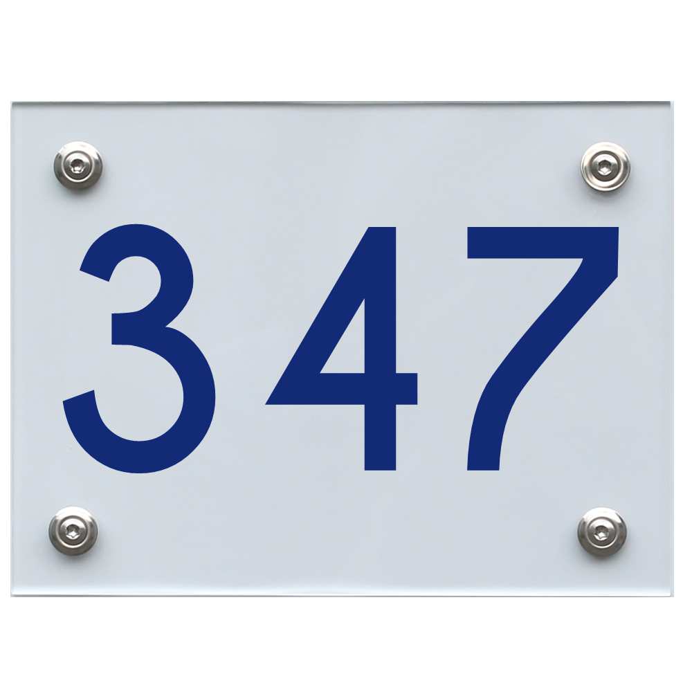 Hausnummernschild 347 blau
