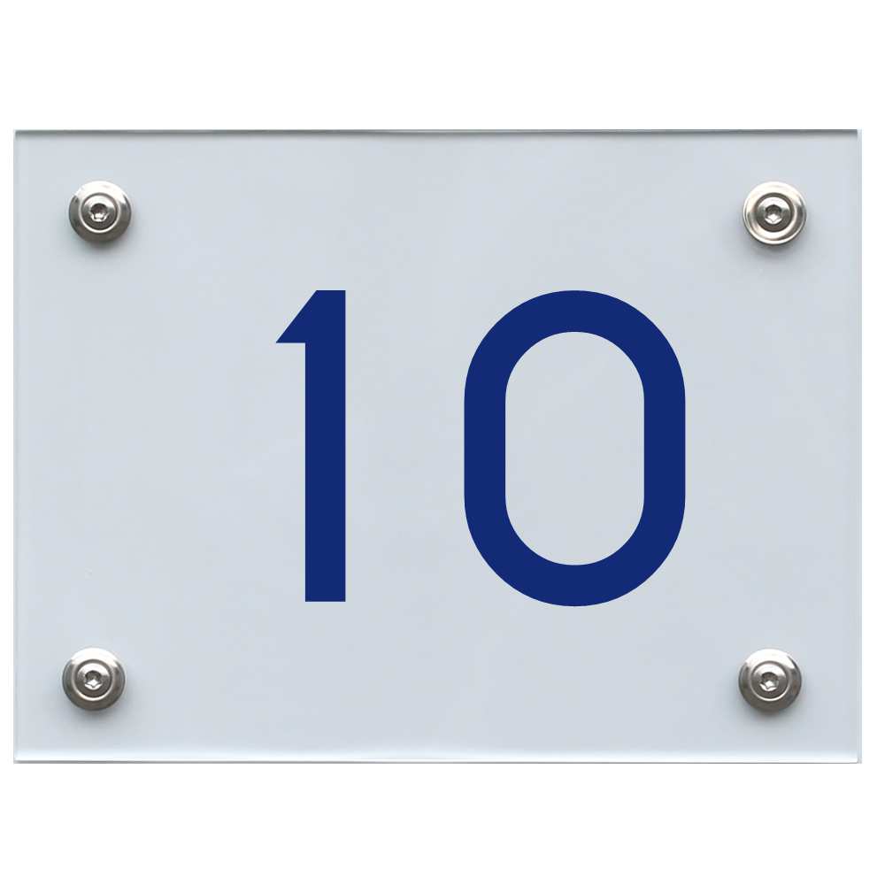 Hausnummernschild 10 blau