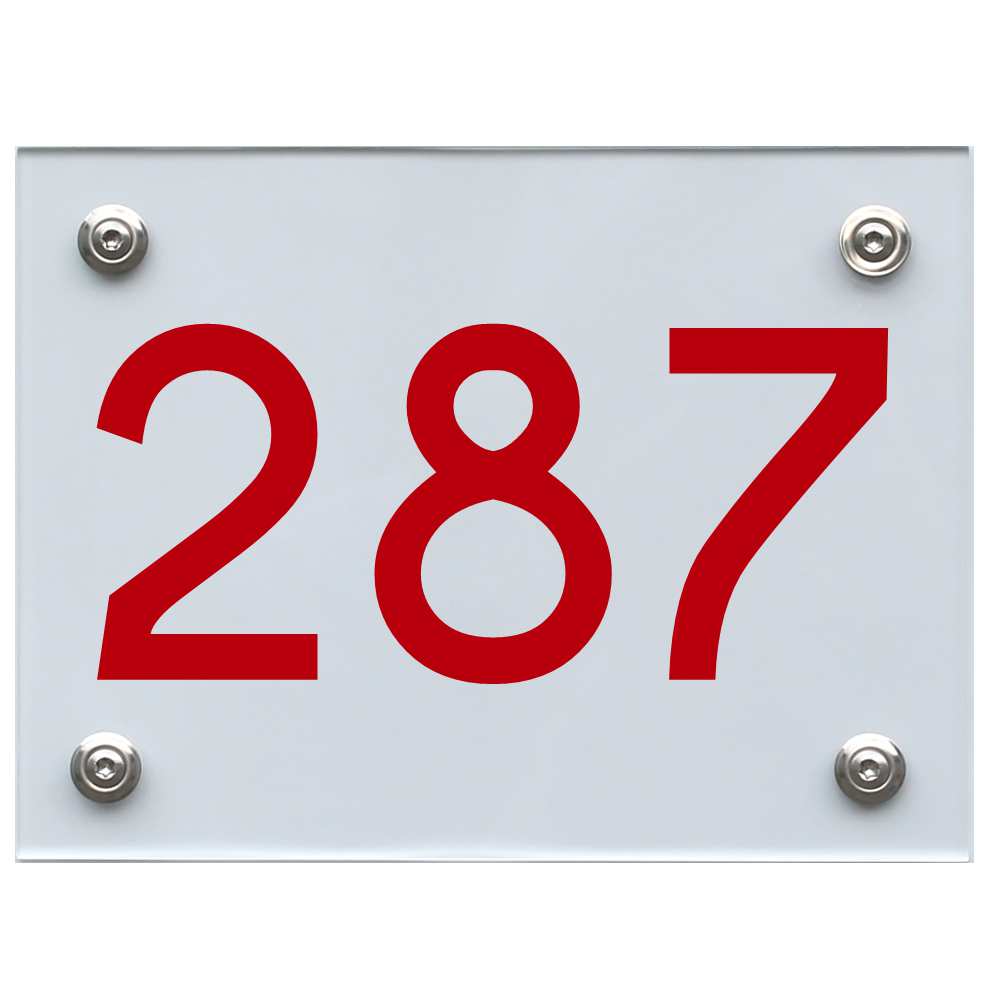 Hausnummernschild 287 rot