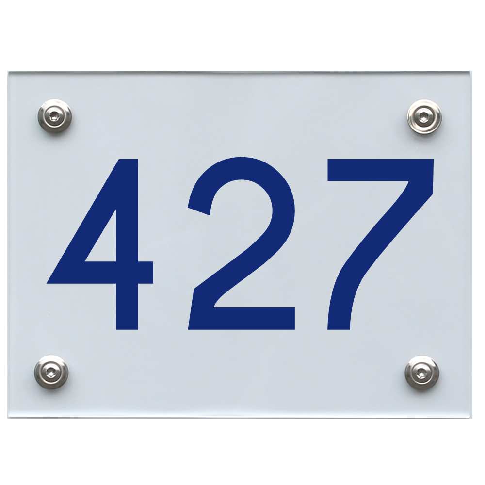 Hausnummernschild 427 blau