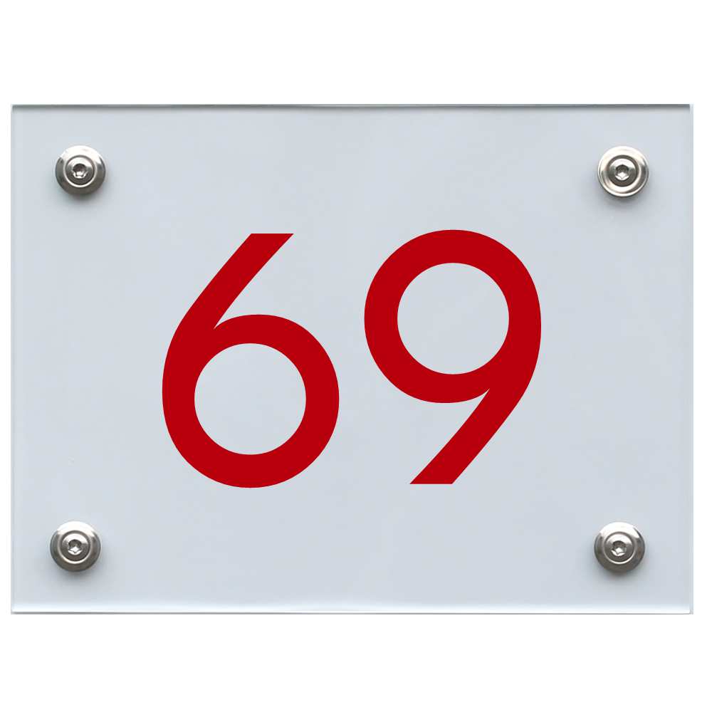Hausnummernschild 69 rot