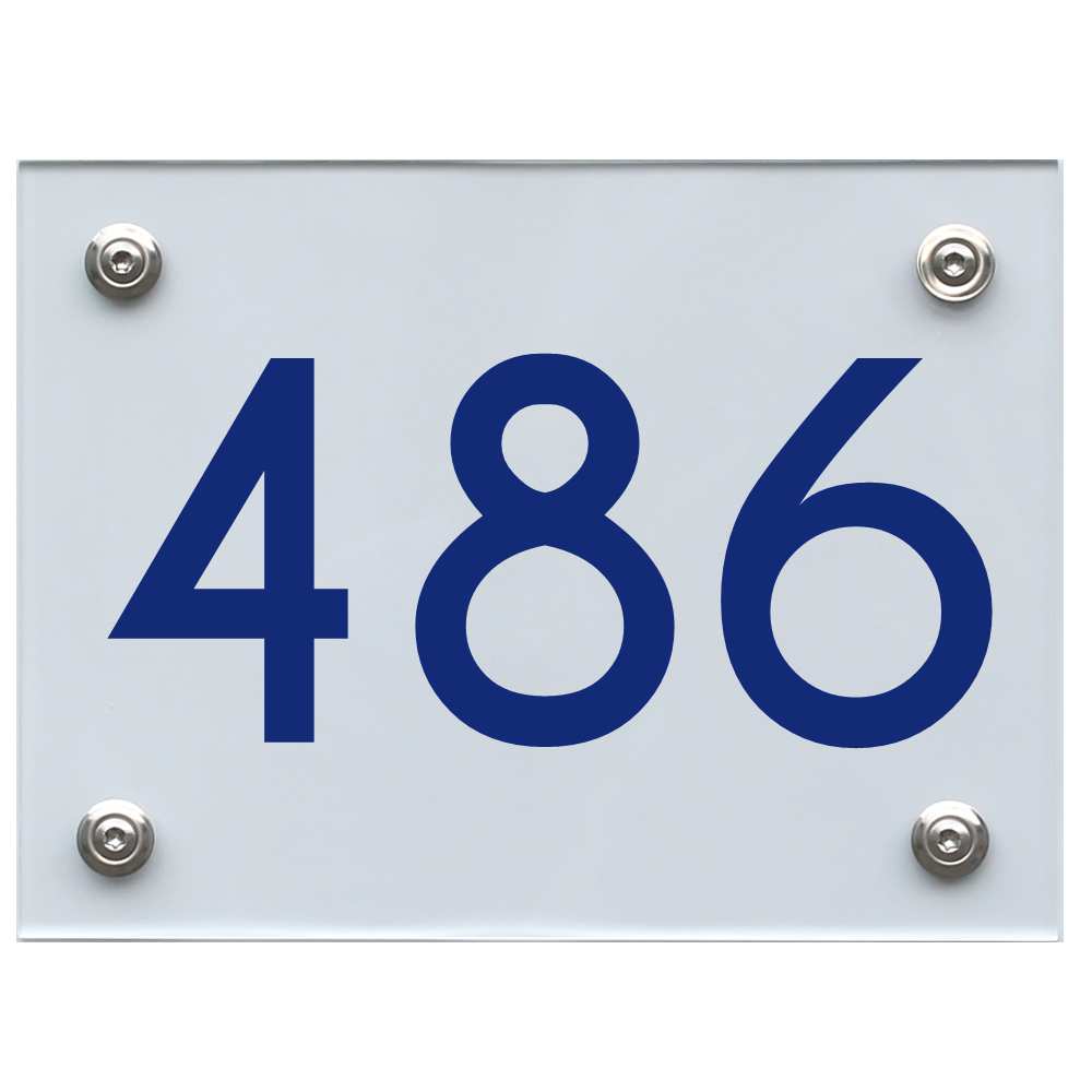 Hausnummernschild 486 blau