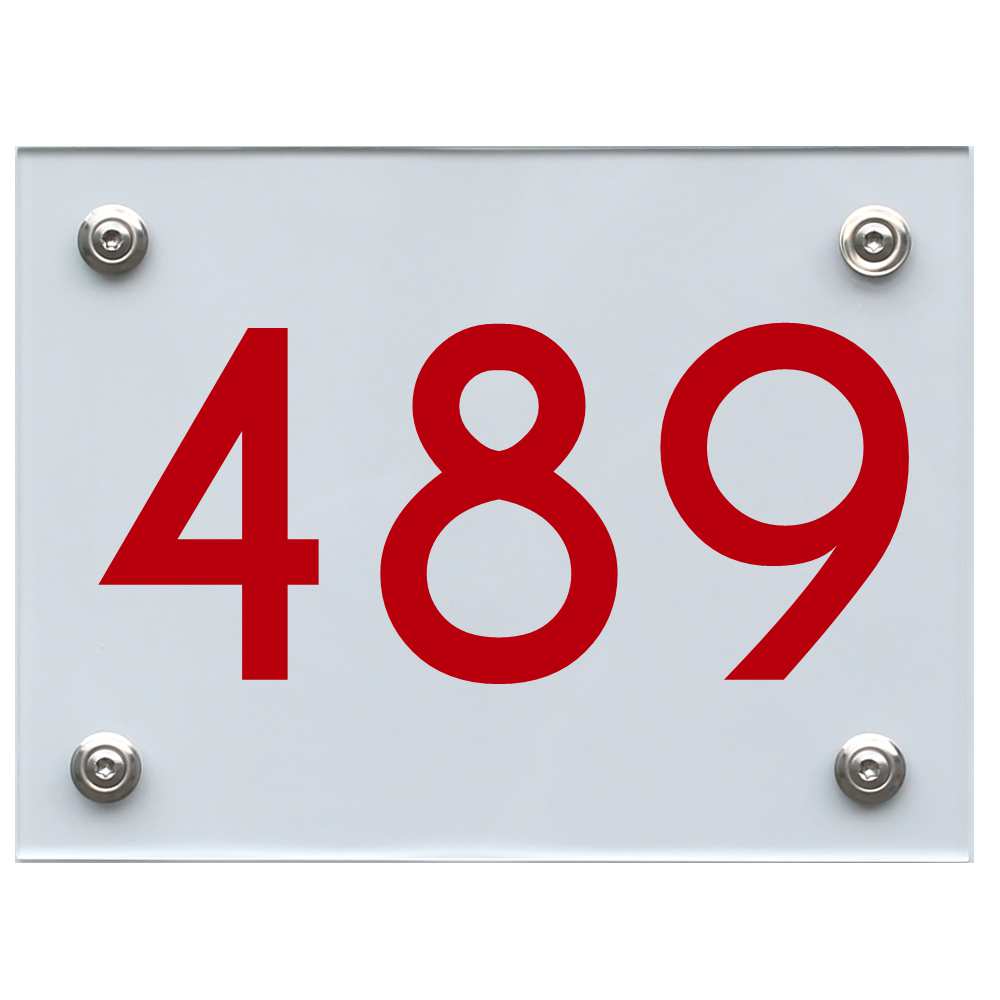Hausnummernschild 489 rot