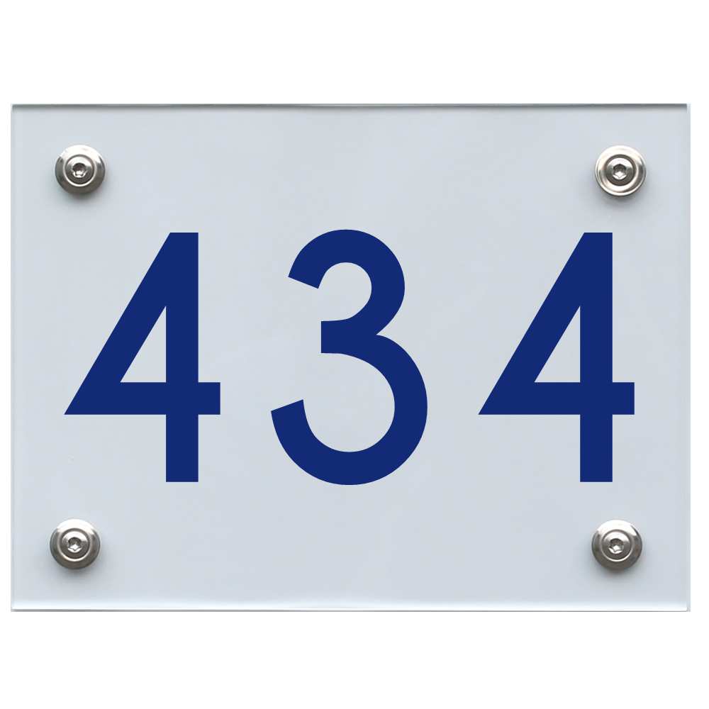 Hausnummernschild 434 blau