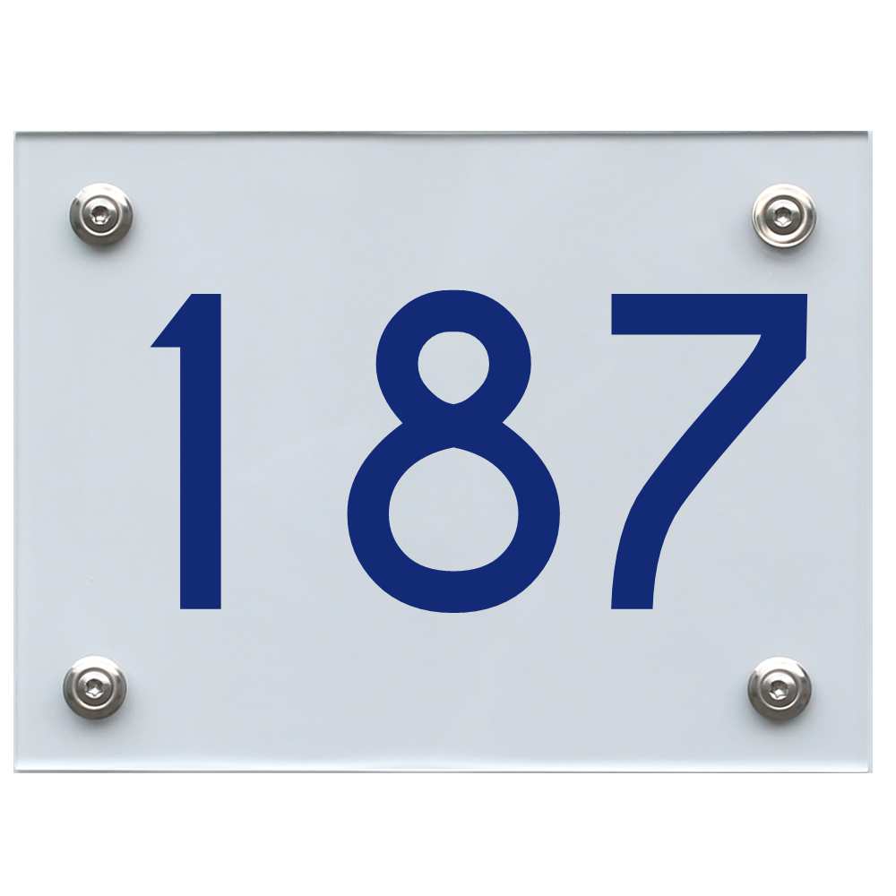 Hausnummernschild 187 blau