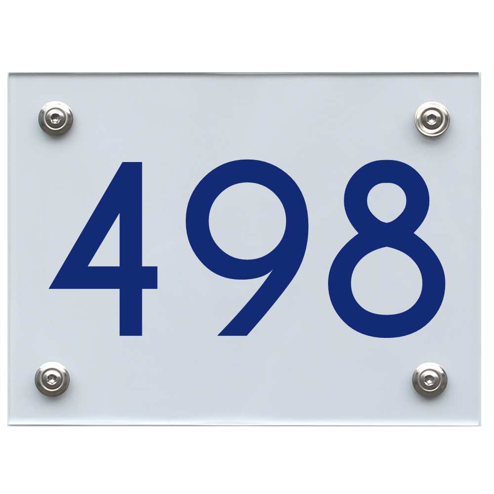 Hausnummernschild 498 blau