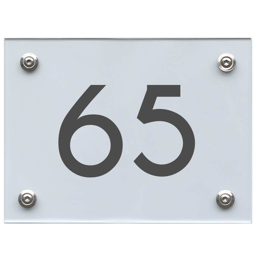 Hausnummernschild 65 dunkelgrau