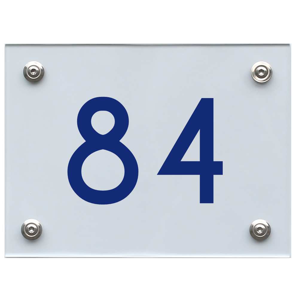 Hausnummernschild 84 blau