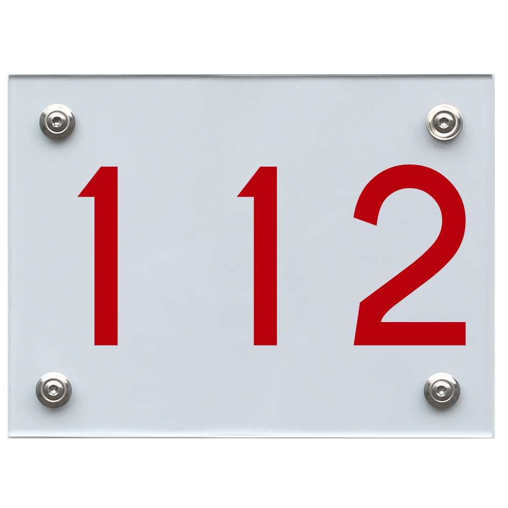 Hausnummernschild 112 rot