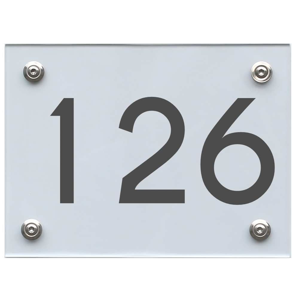 Hausnummernschild 126 dunkelgrau