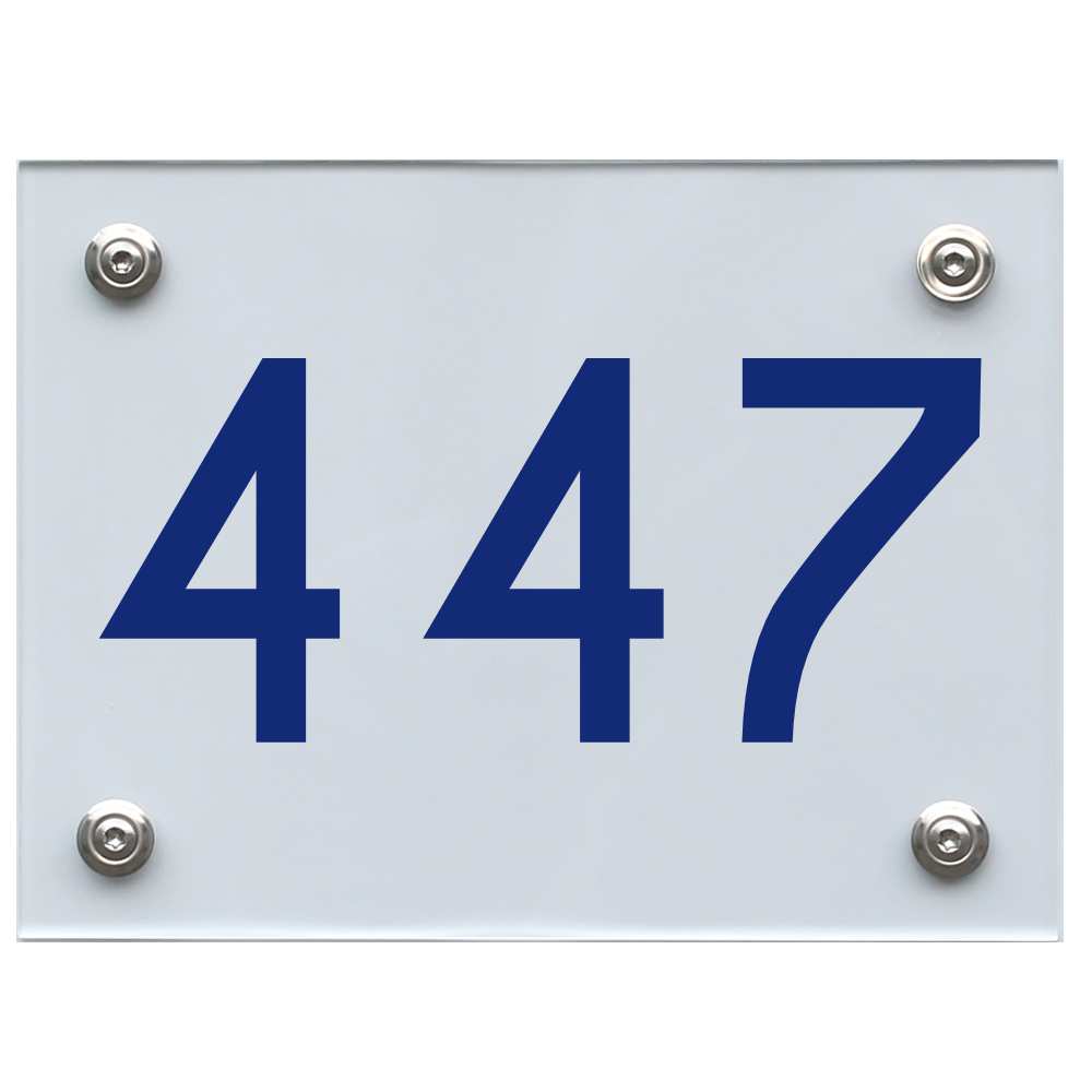 Hausnummernschild 447 blau