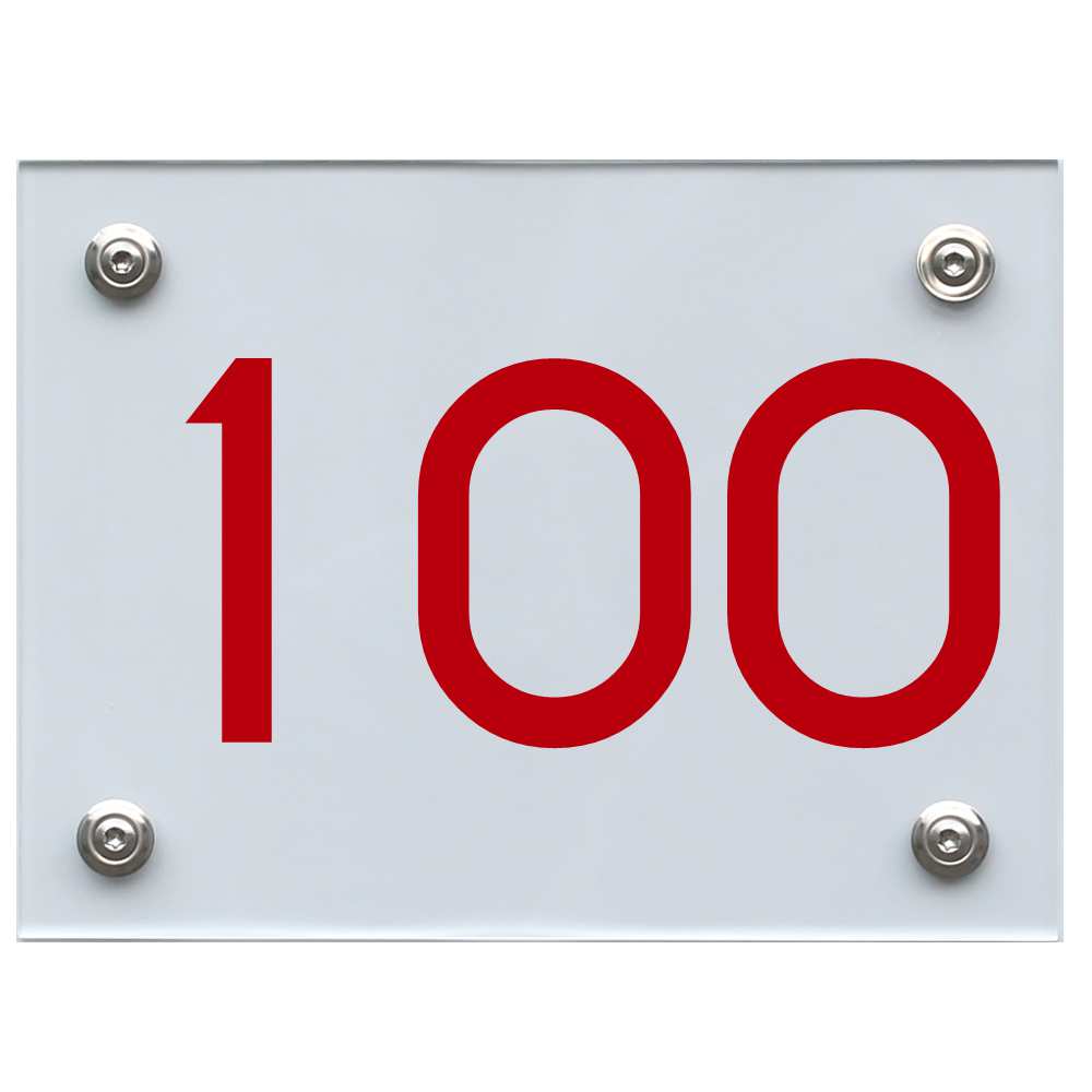 Hausnummernschild 100 rot