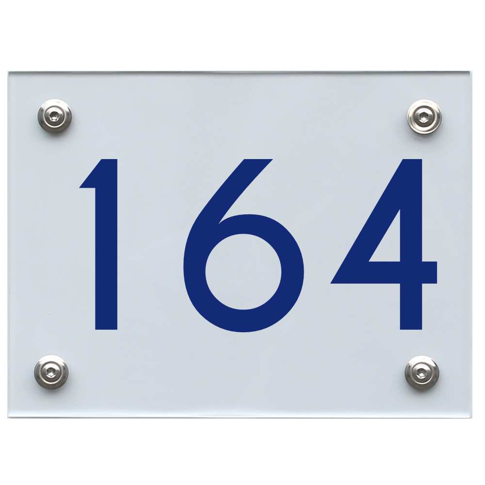 Hausnummernschild 164 blau