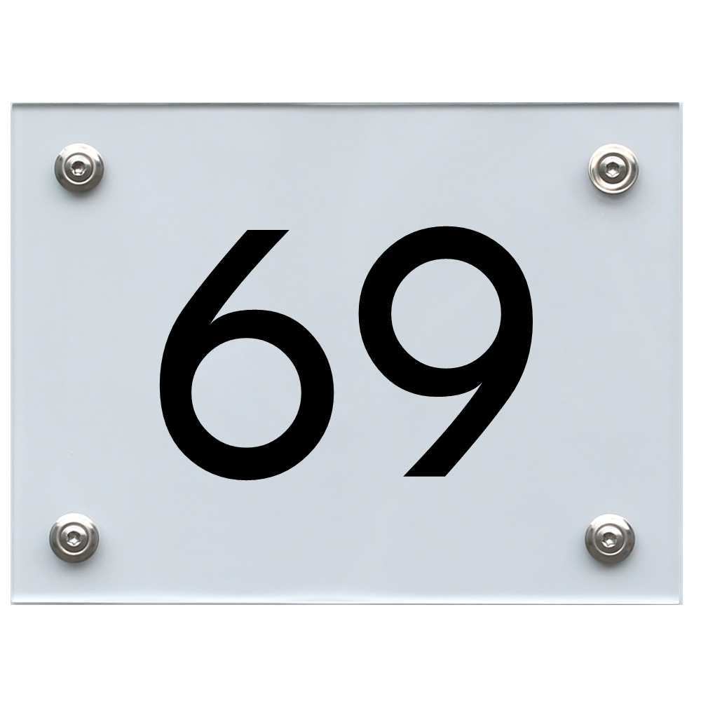 Hausnummernschild 69 schwarz