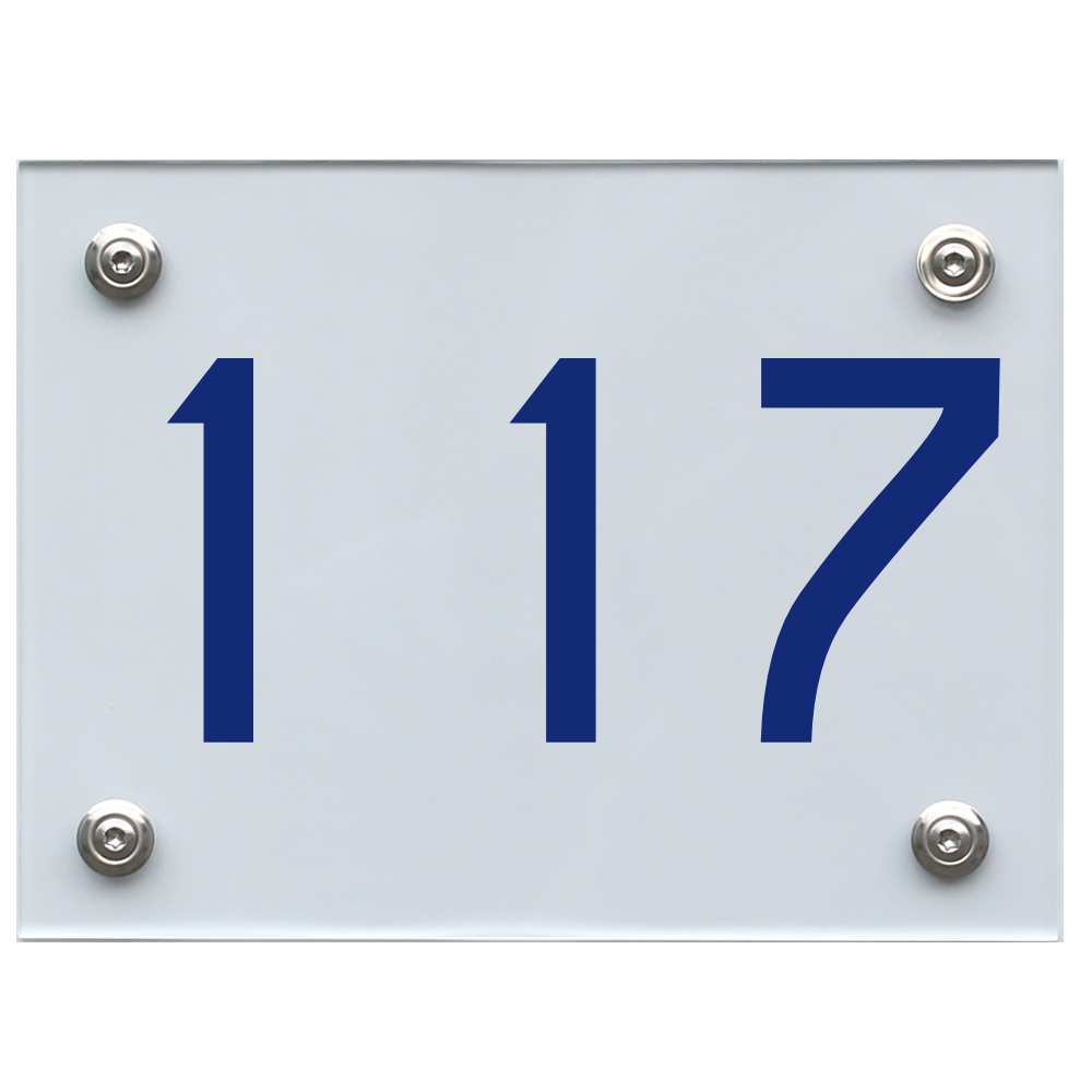 Hausnummernschild 117 blau