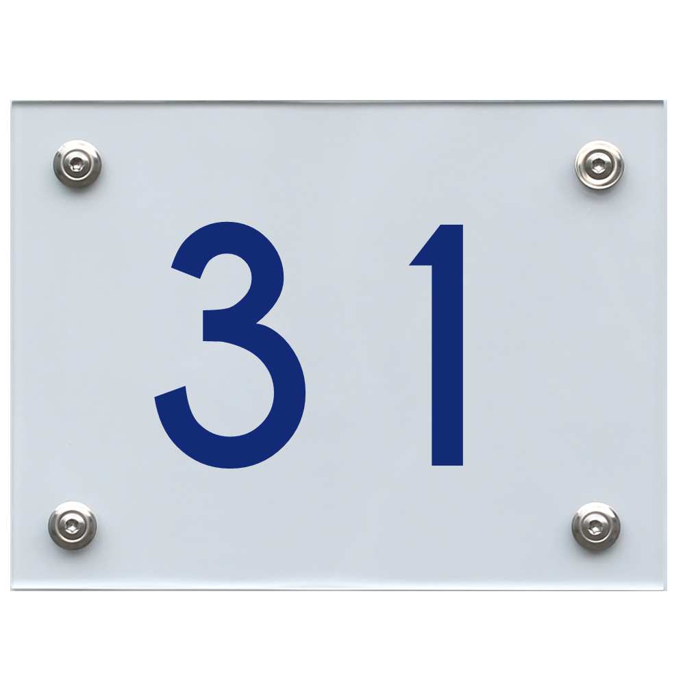 Hausnummernschild 31 blau