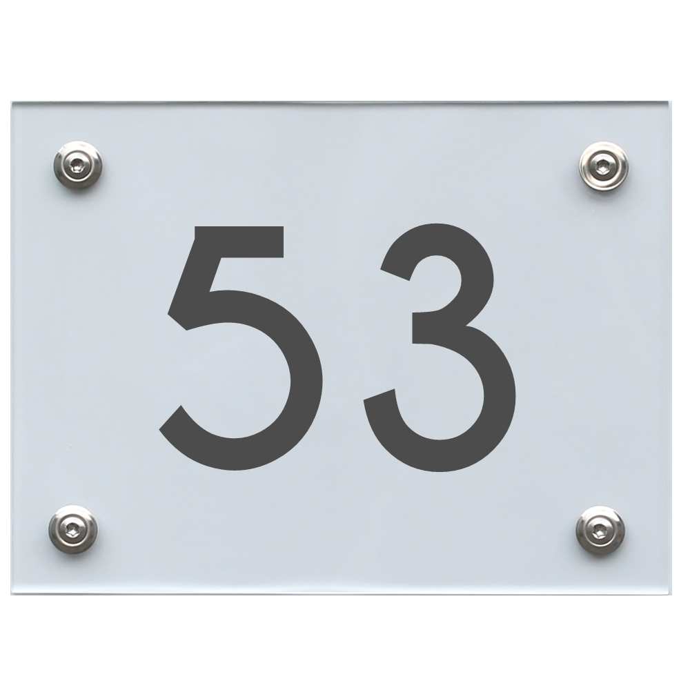 Hausnummernschild 53 dunkelgrau