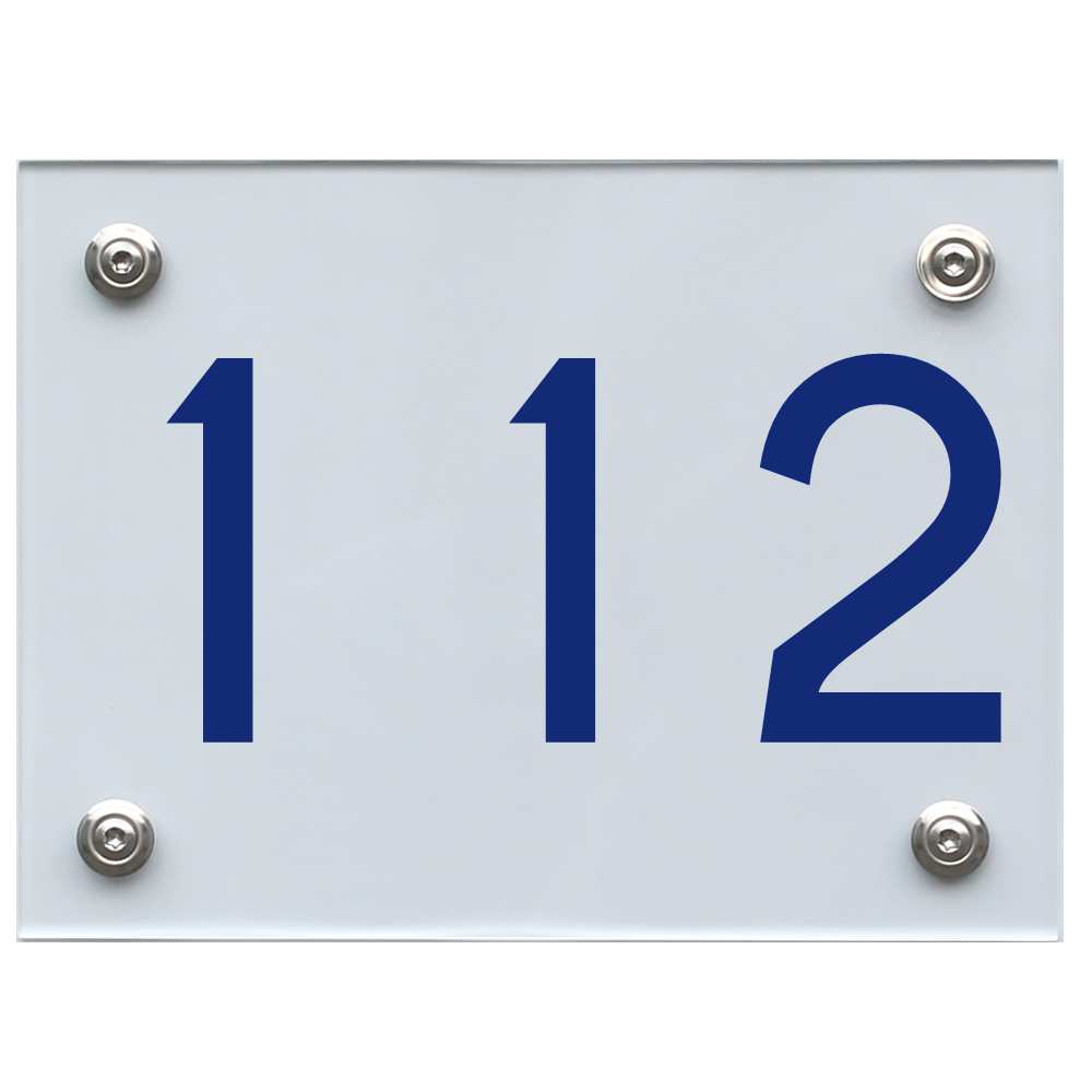 Hausnummernschild 112 blau