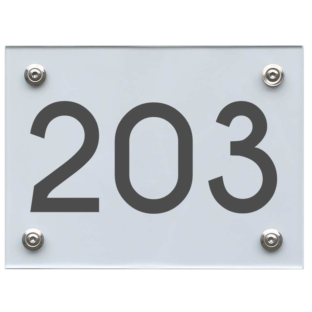 Hausnummernschild 203 dunkelgrau