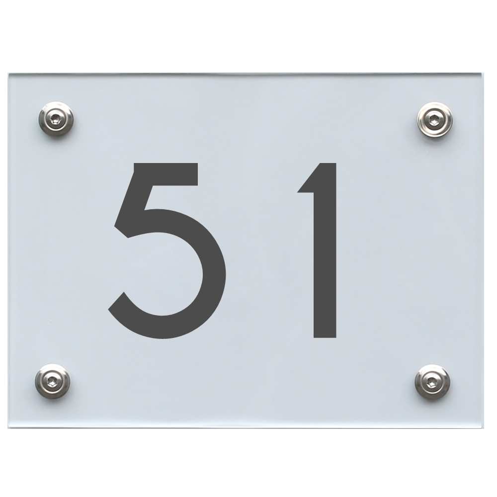 Hausnummernschild 51 dunkelgrau